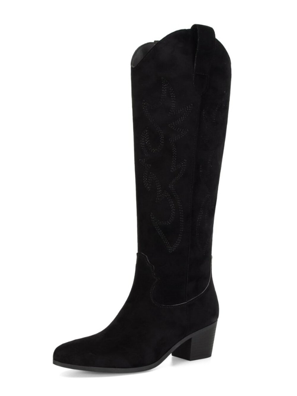 Cowboy Boots for Women Suede Knee High Embroidered Cowgirl Boots Western Pointed